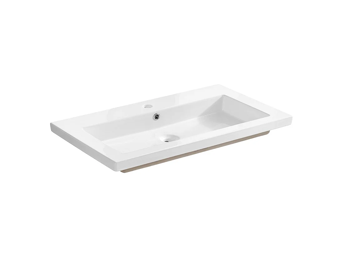 Lavabo da incasso ELIO 100 cm in ceramica bianca lucida