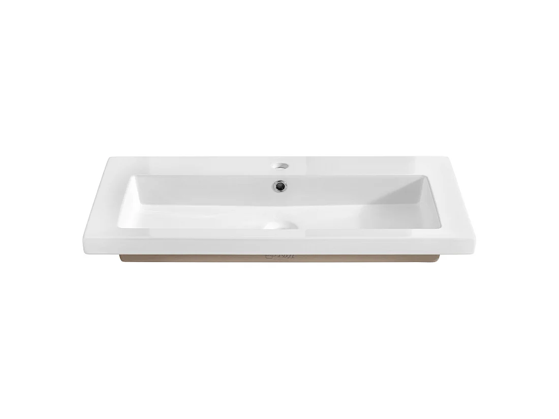 Lavabo da incasso ELIO 100 cm in ceramica bianca lucida