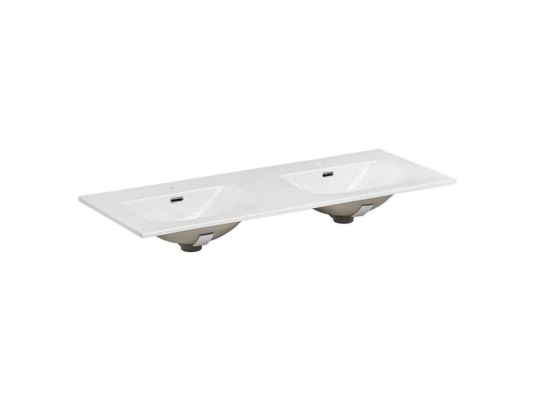 Lavabo de empotrar ESSEN 120 cm doble lavabo cerámica blanco brillante