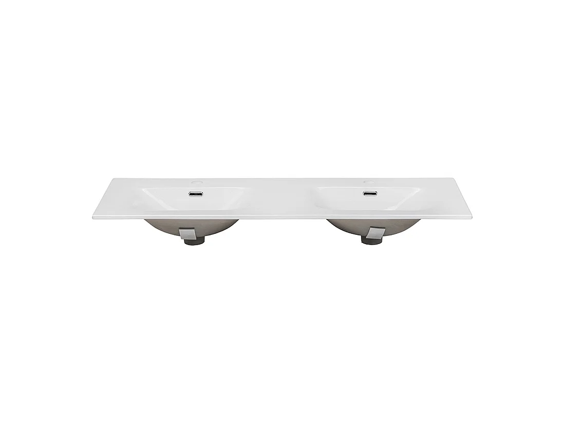 Lavabo de empotrar ESSEN 120 cm doble lavabo cerámica blanco brillante