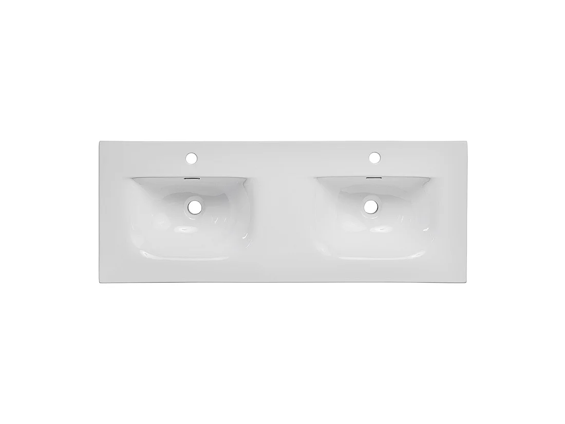 Lavabo de empotrar ESSEN 120 cm doble lavabo cerámica blanco brillante