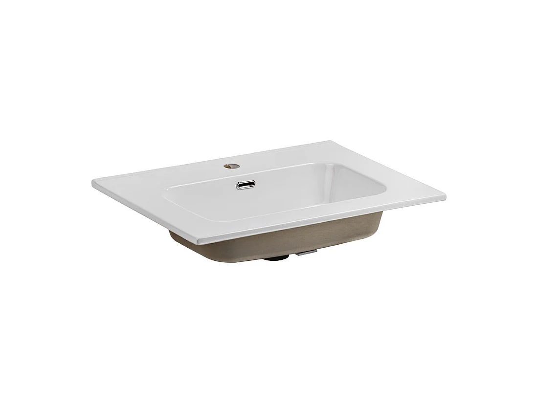 Vasque à encastrer ESSEN 60 cm céramique blanc brillant design rectangulaire