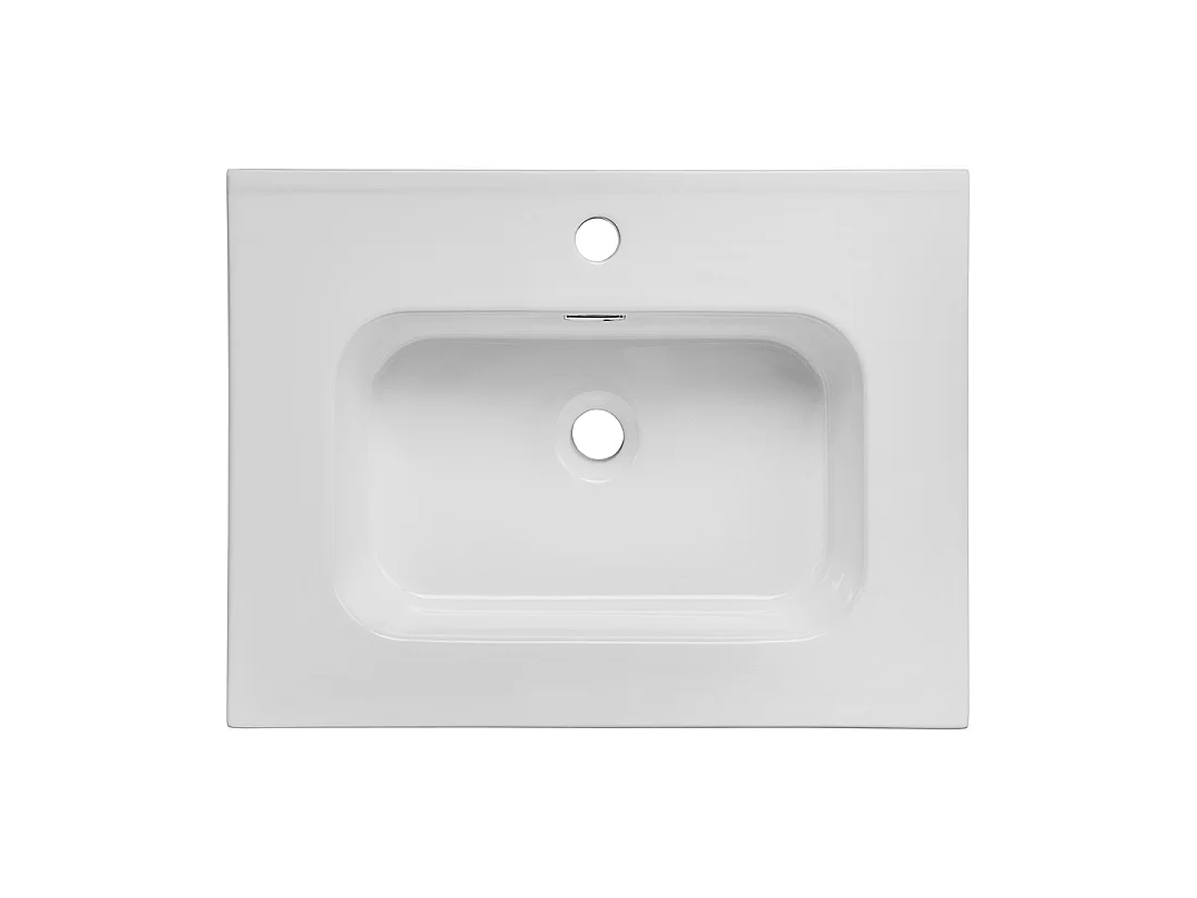 Vasque à encastrer ESSEN 60 cm céramique blanc brillant design rectangulaire