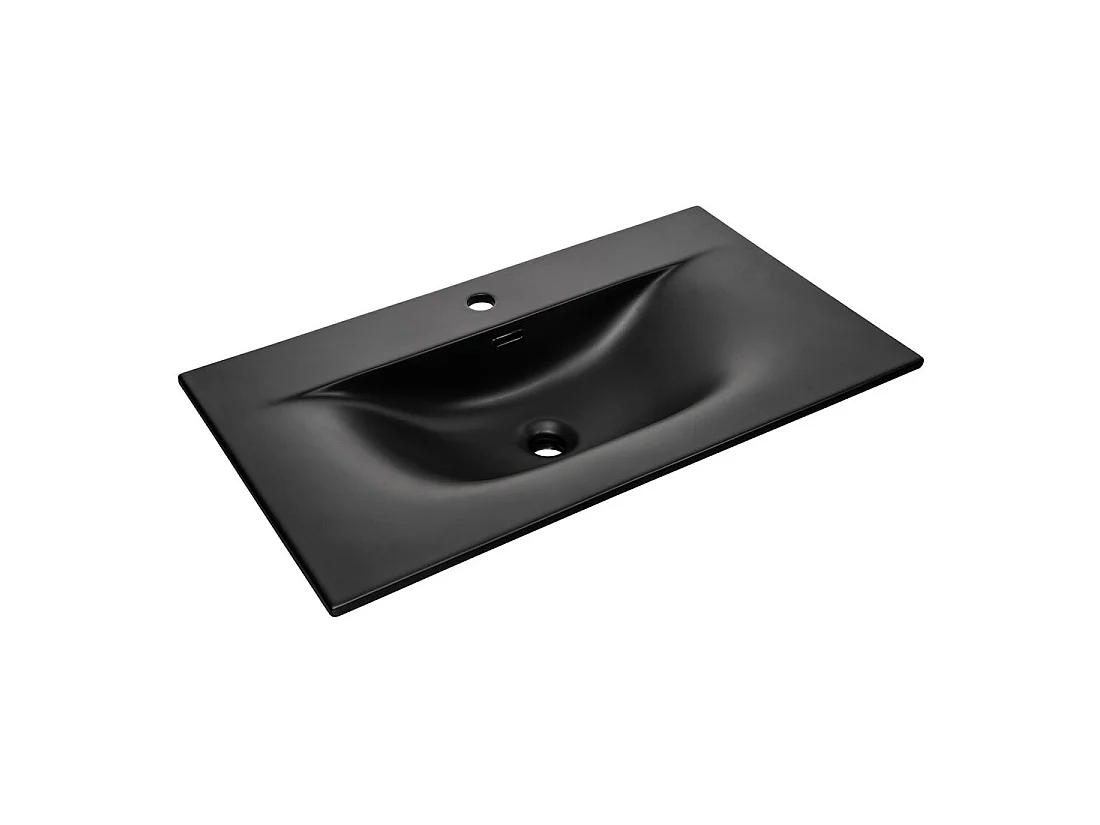 Lavabo empotrable VELOA 80 cm cerámica negro mate diseño moderno ovalado