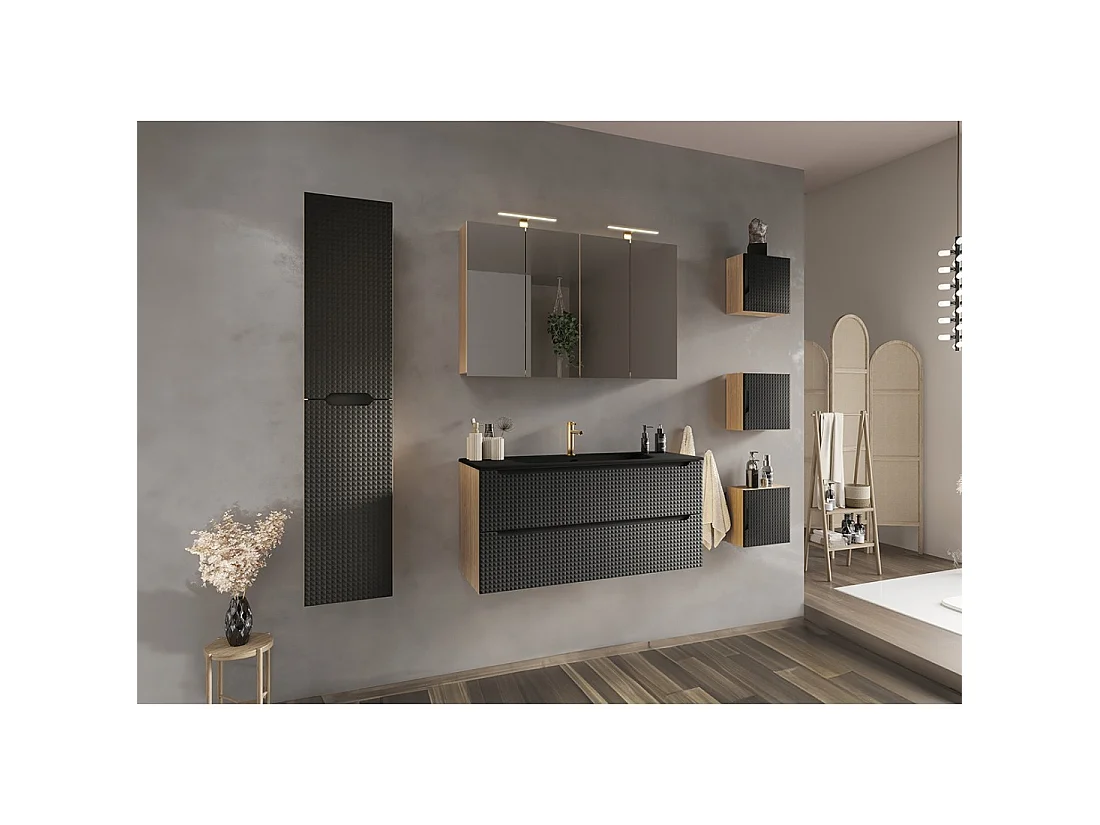 Lavabo empotrable VELOA 80 cm cerámica negro mate diseño moderno ovalado