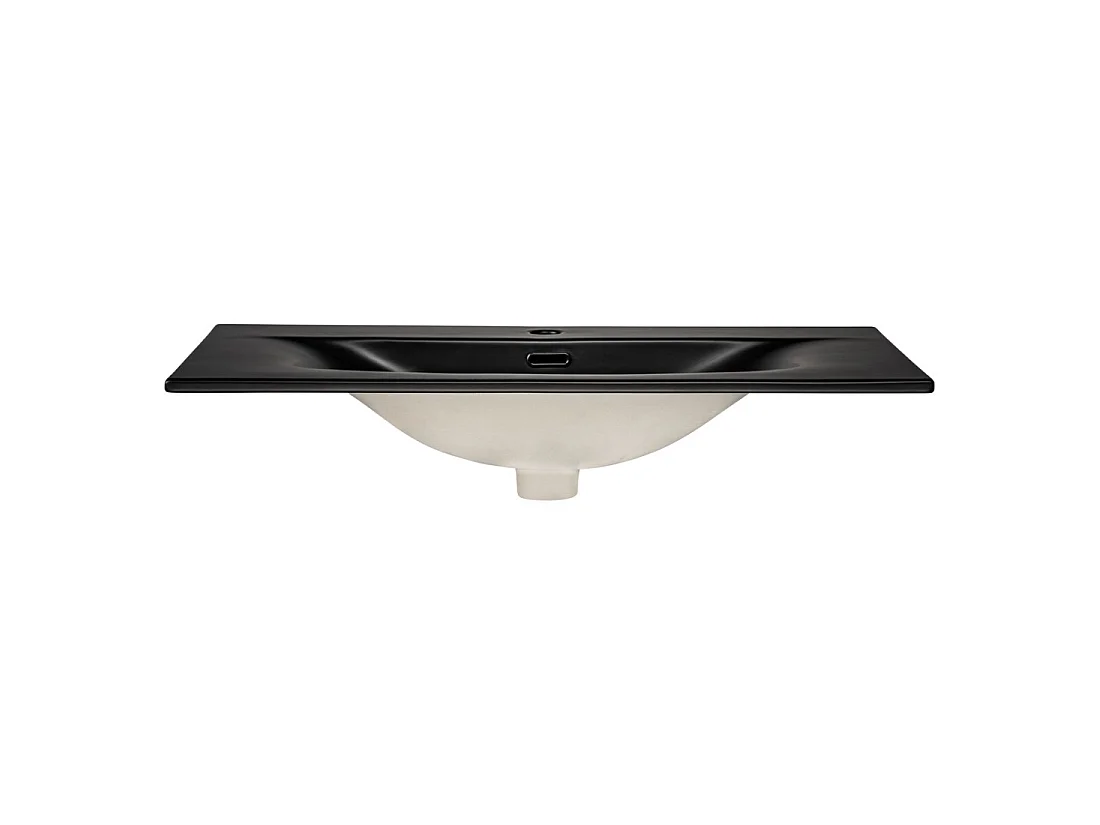 Lavabo empotrable VELOA 80 cm cerámica negro mate diseño moderno ovalado