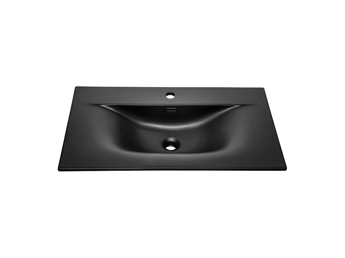 Lavabo empotrable VELOA 80 cm cerámica negro mate diseño moderno ovalado