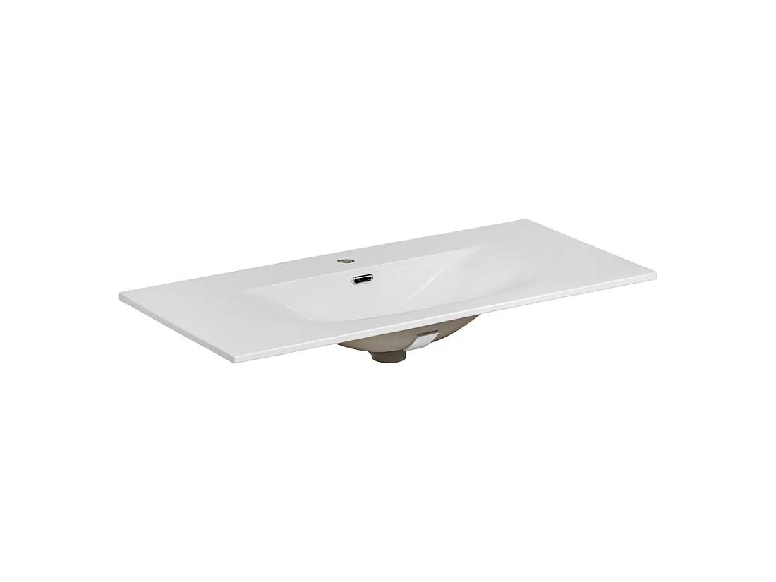 Wastafel om in te bouwen VELOA 100 cm in glanzend wit keramiek