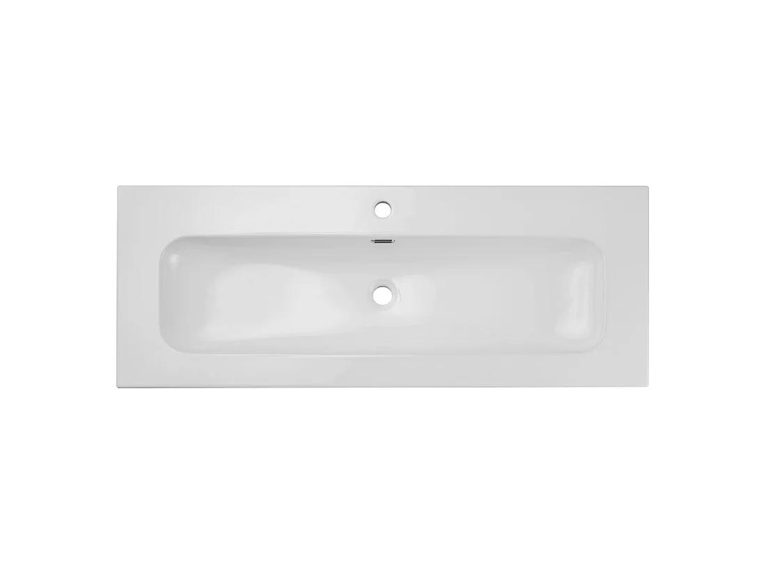 Lavabo XL da incasso LARGO 120 cm in ceramica bianca lucida