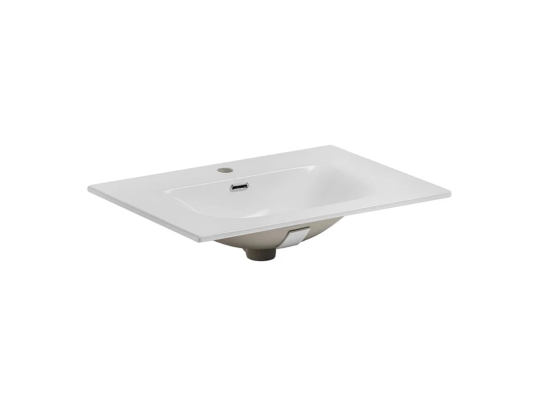 Wastafel inbouw VELOA 70 cm keramiek glanzend wit rechthoekig design