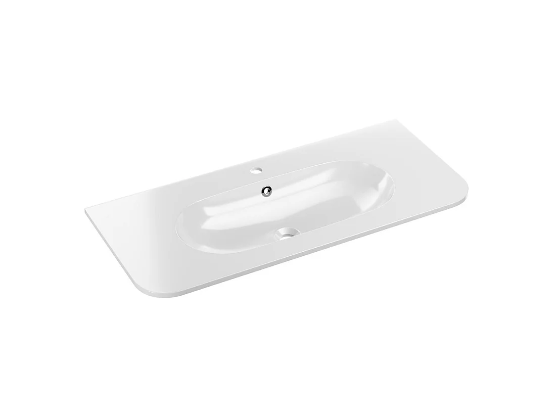 Wastafel om in te bouwen LINEA 100 cm in glanzend wit mineraalhars
