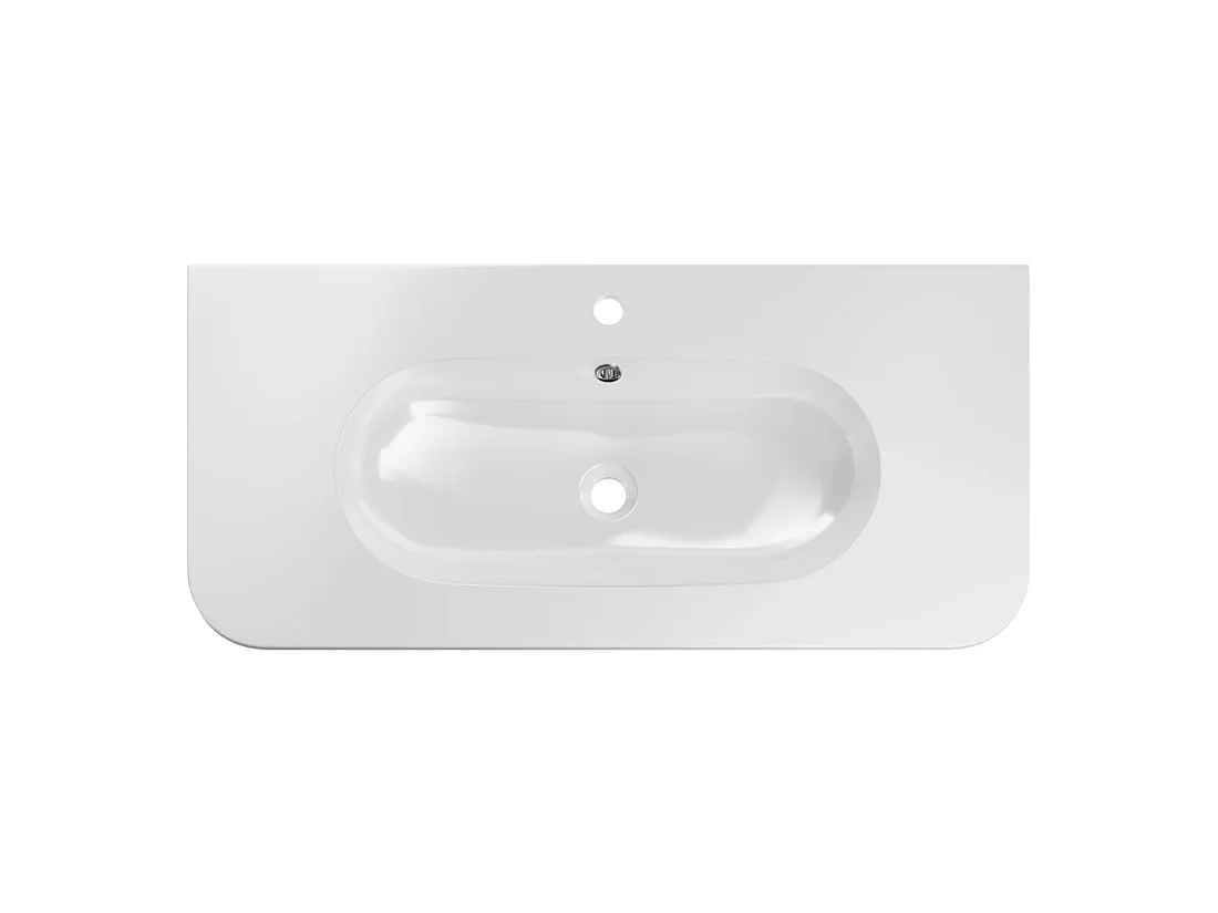 Wastafel om in te bouwen LINEA 100 cm in glanzend wit mineraalhars