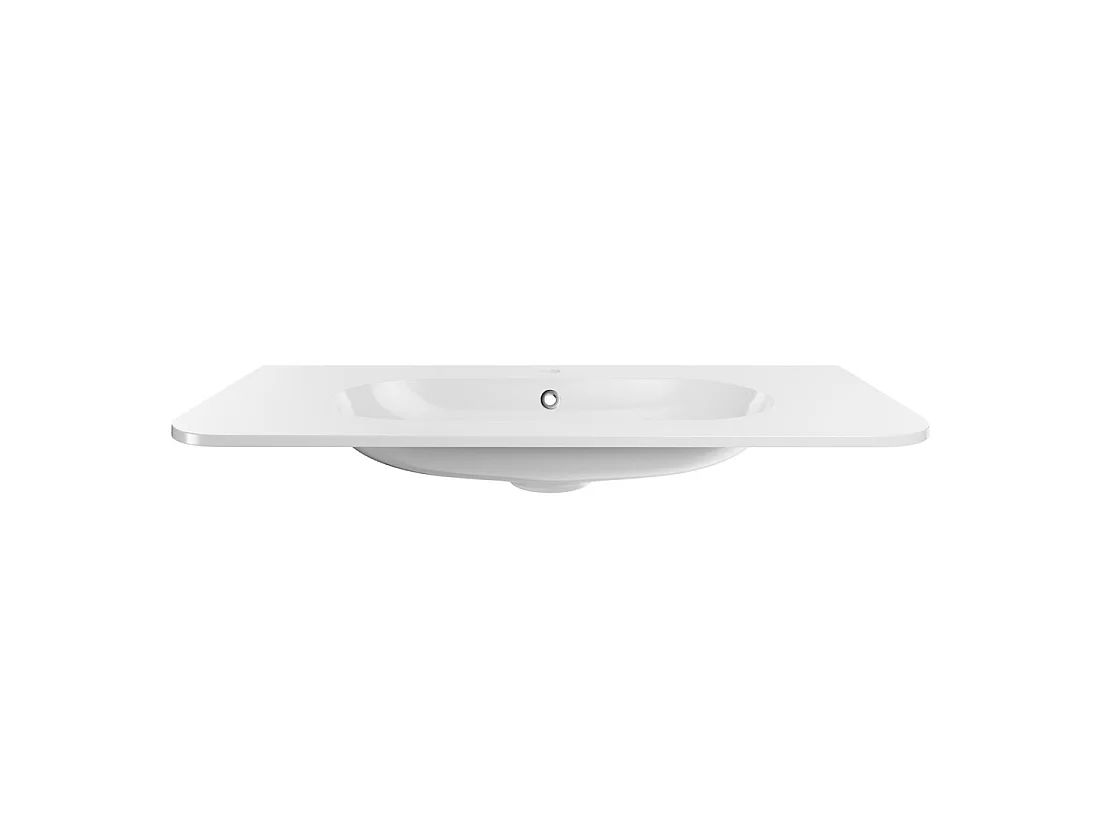 Wastafel om in te bouwen LINEA 100 cm in glanzend wit mineraalhars