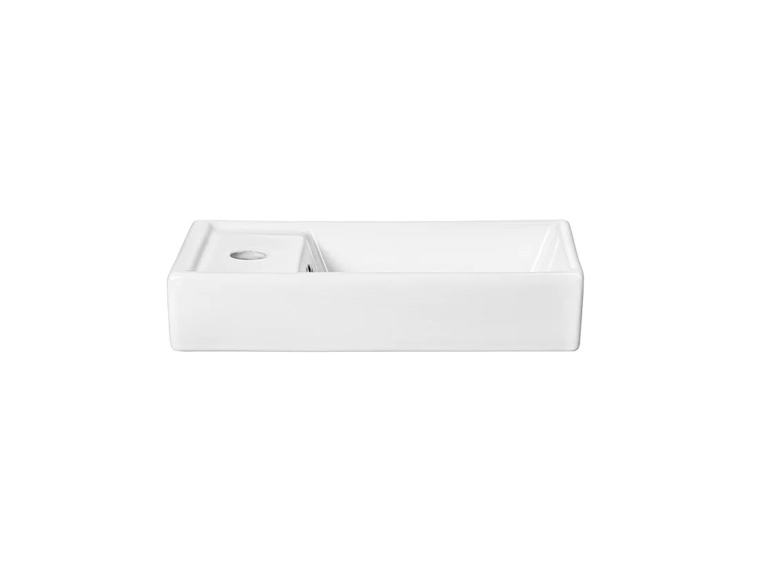 Lavabo da incasso CITY 40 cm compatto in ceramica bianco lucido design morbido