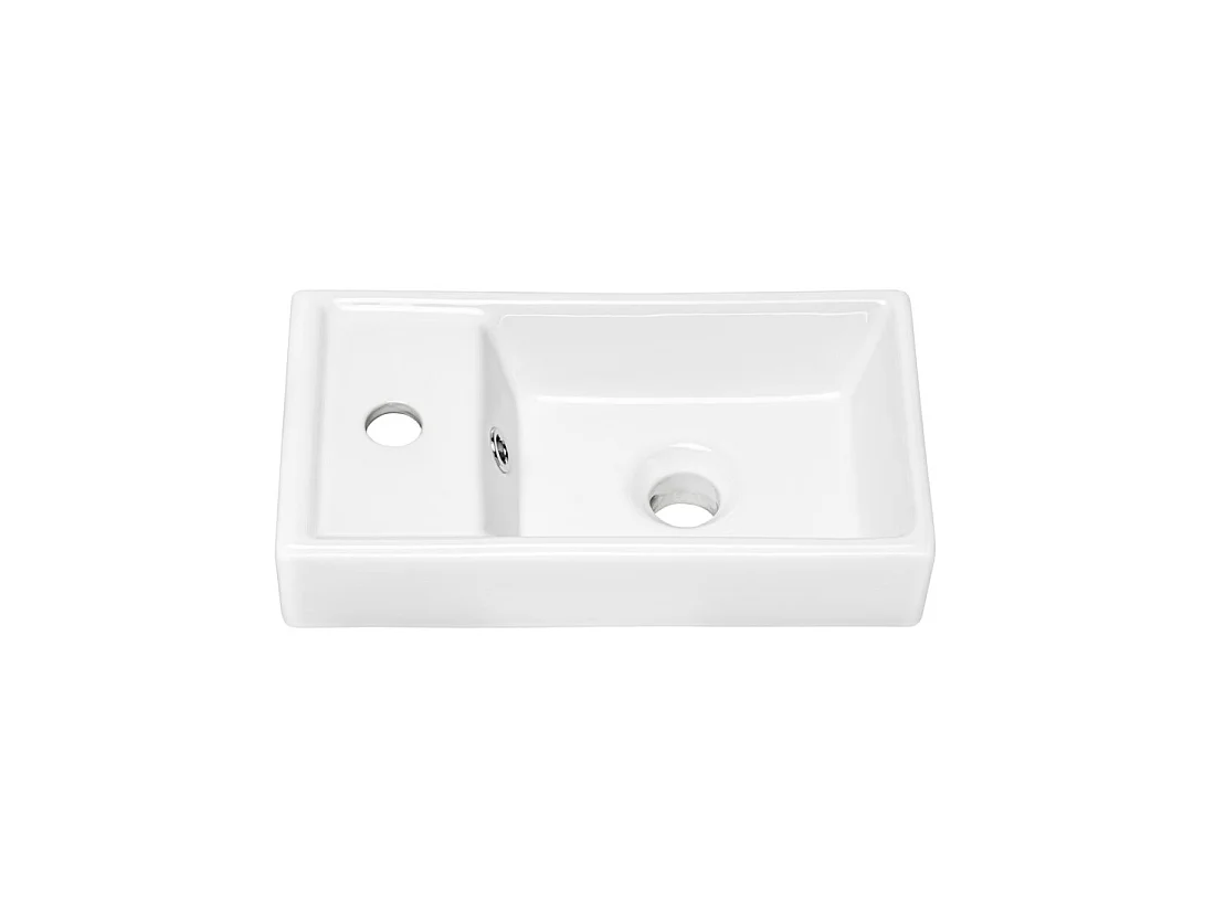 Lavabo da incasso CITY 40 cm compatto in ceramica bianco lucido design morbido