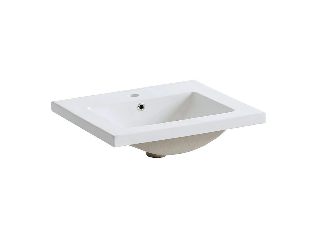 Lavabo da incasso SANO 60 cm ceramica bianco lucido design rettangolare