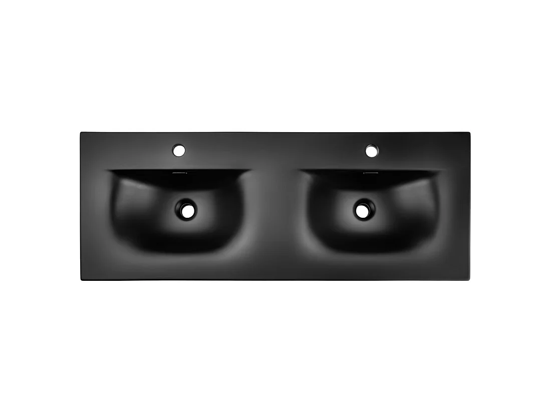 Lavabo empotrable VELOA 120 cm doble lavabo cerámica negro mate diseño