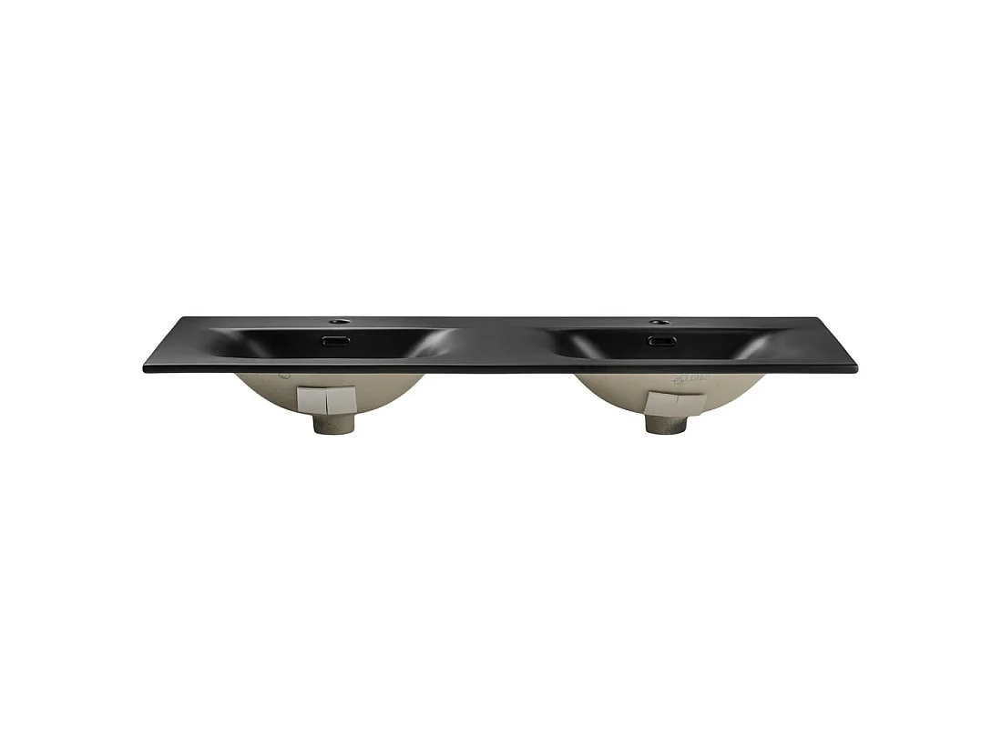 Lavabo empotrable VELOA 120 cm doble lavabo cerámica negro mate diseño