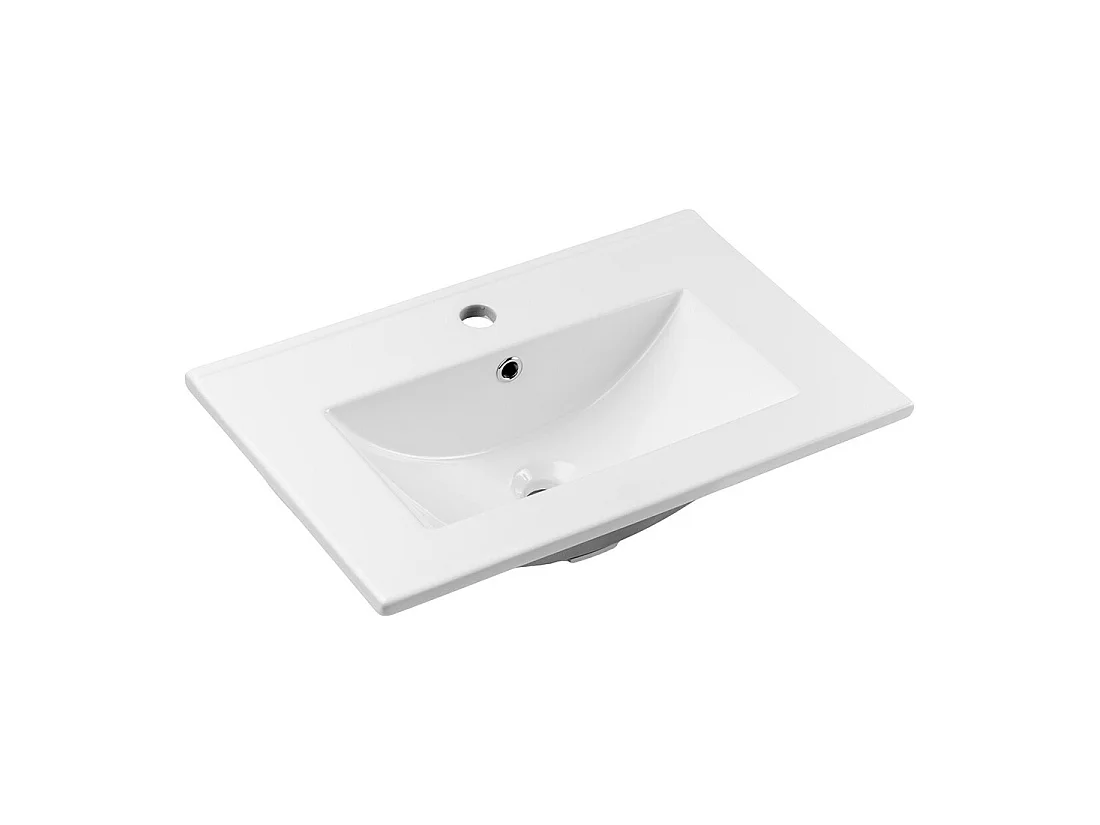Inbouwwastafel FLOW 60 cm keramiek glanzend wit rechthoekig design