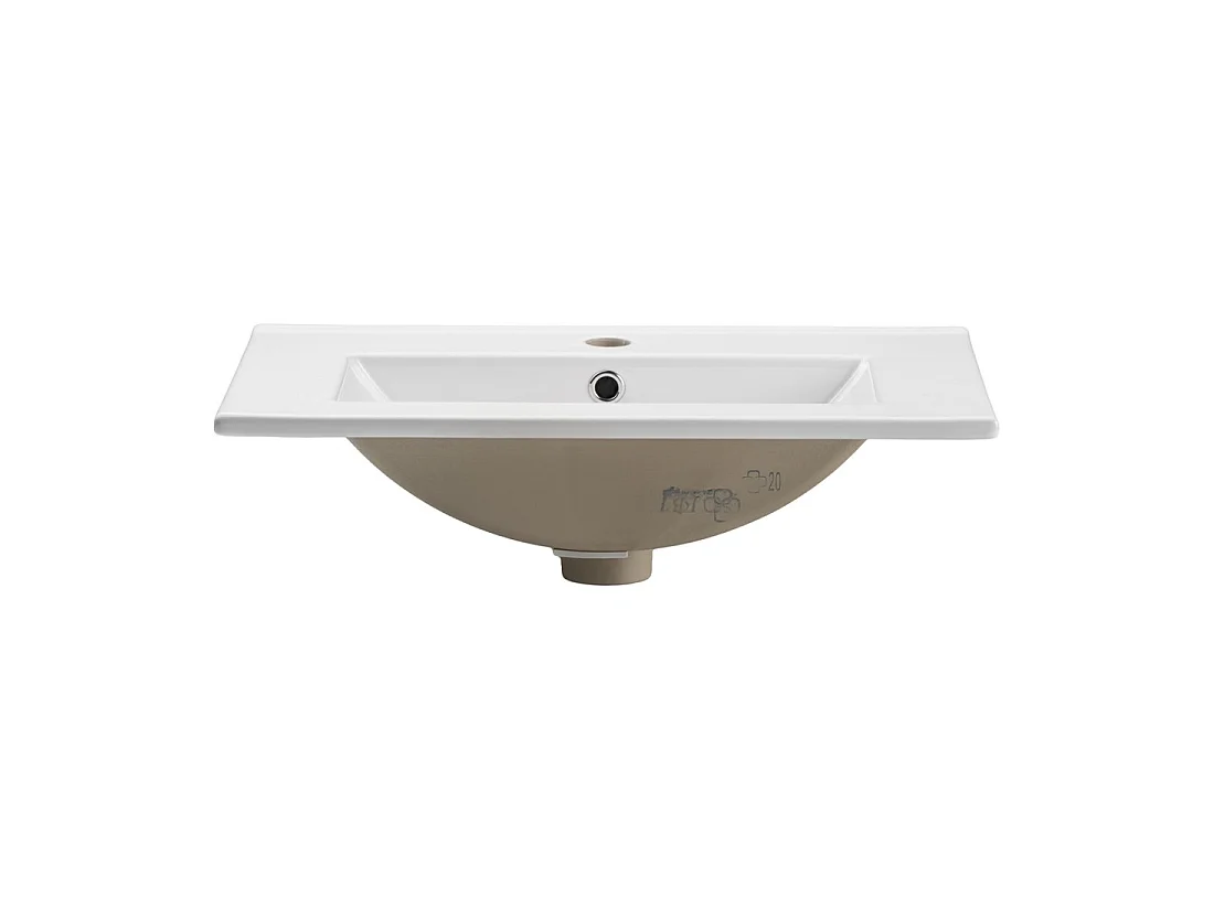 Inbouwwastafel FLOW 60 cm keramiek glanzend wit rechthoekig design