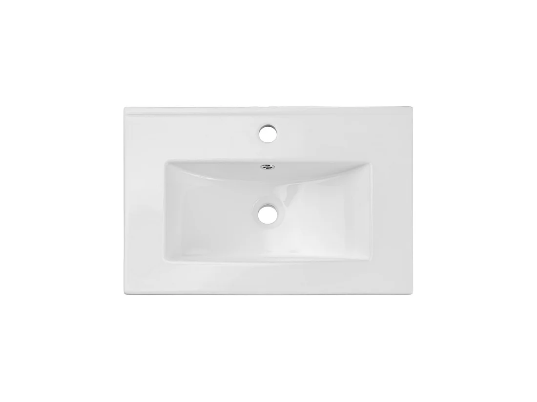 Inbouwwastafel FLOW 60 cm keramiek glanzend wit rechthoekig design