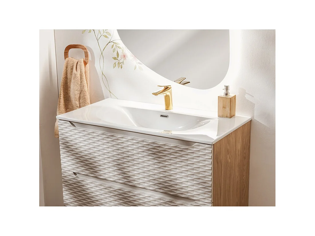 Vasque à encastrer VELOA 120 cm en céramique blanche brillante