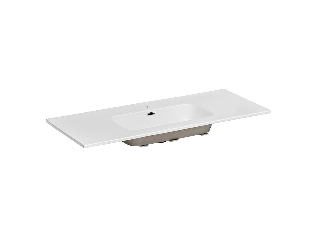 Lavabo incasso ESSEN 120 cm in ceramica bianca lucida
