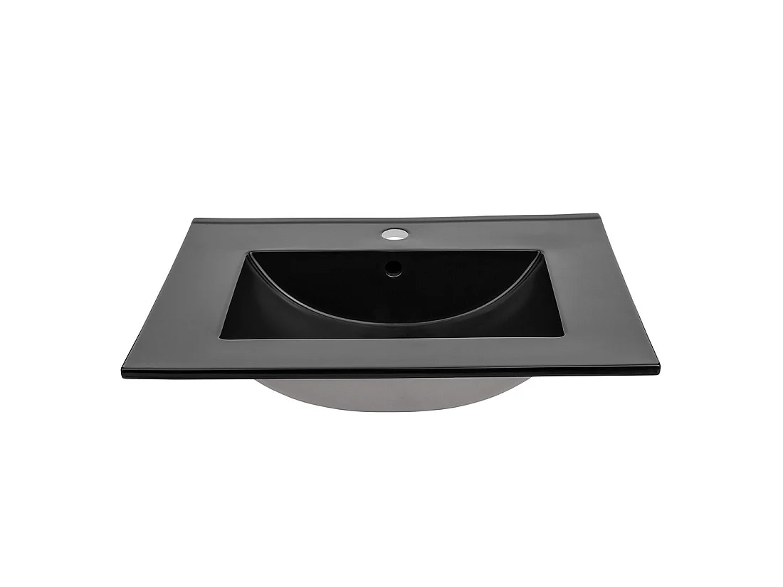 Lavabo empotrable AXIS 80 cm negro mate cerámica diseño contemporáneo