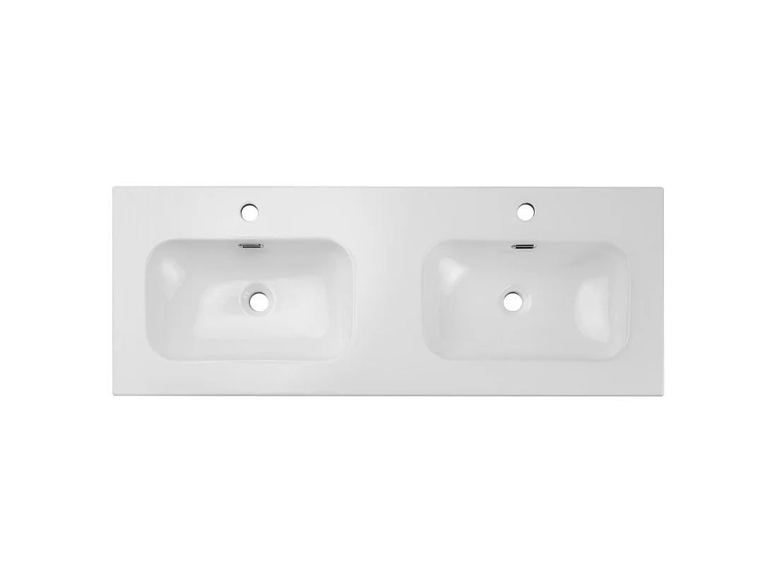Lavabo para empotrar LARGO 120 cm doble lavabo cerámica blanco brillante diseño