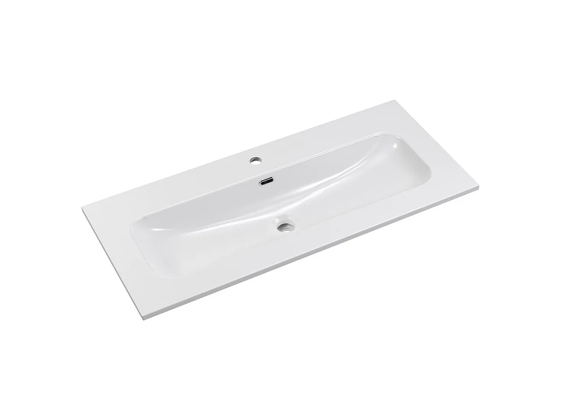 Vasque à encastrer LARGO 100 cm en céramique blanche brillante