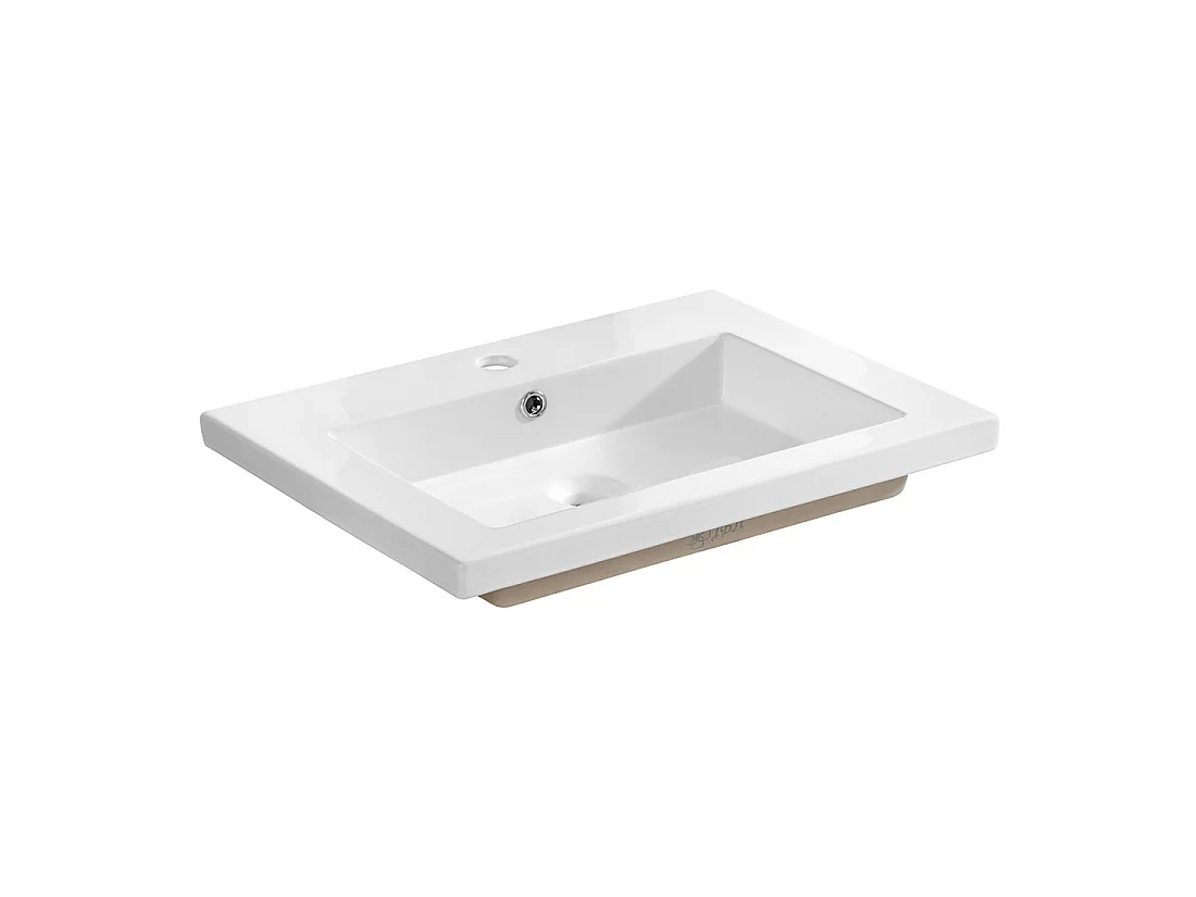 Vasque à encastrer ELIO 60 cm céramique blanc brillant design rectangulaire