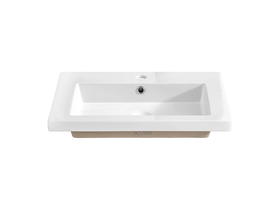 Vasque à encastrer ELIO 60 cm céramique blanc brillant design rectangulaire