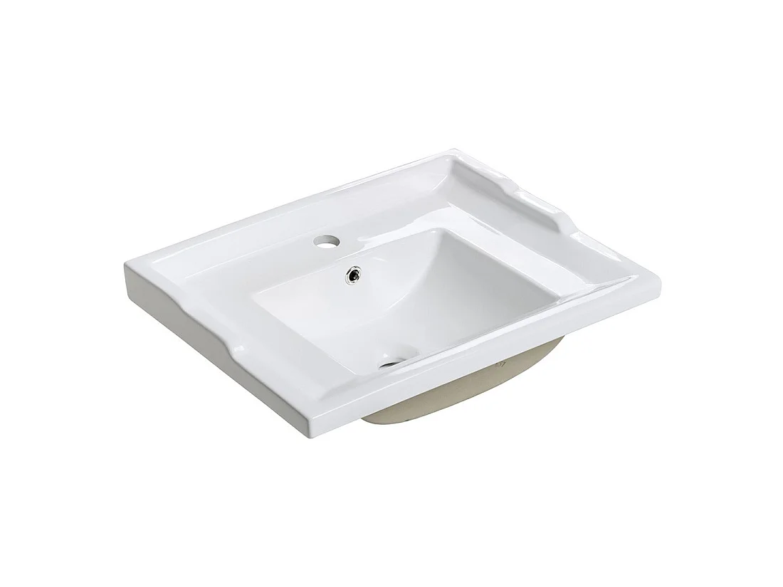Vasque à encastrer VICTORIA 60 cm en céramique blanche brillante