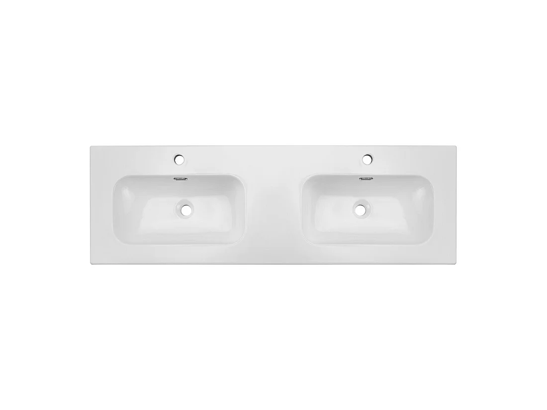 Lavabo para empotrar LARGO 140 cm doble seno cerámica blanco brillante