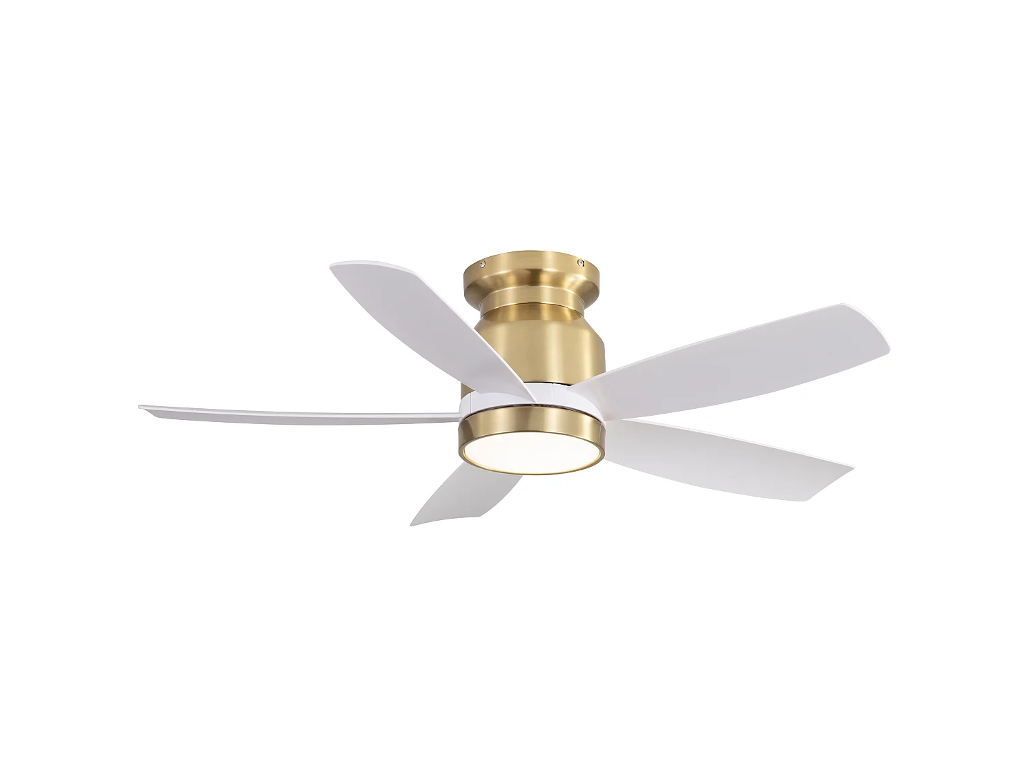 Ventilateur de plafond plat avec 5 pales en ABS, minuterie 1/4/8 h, 6 vitesses - Or et blanc