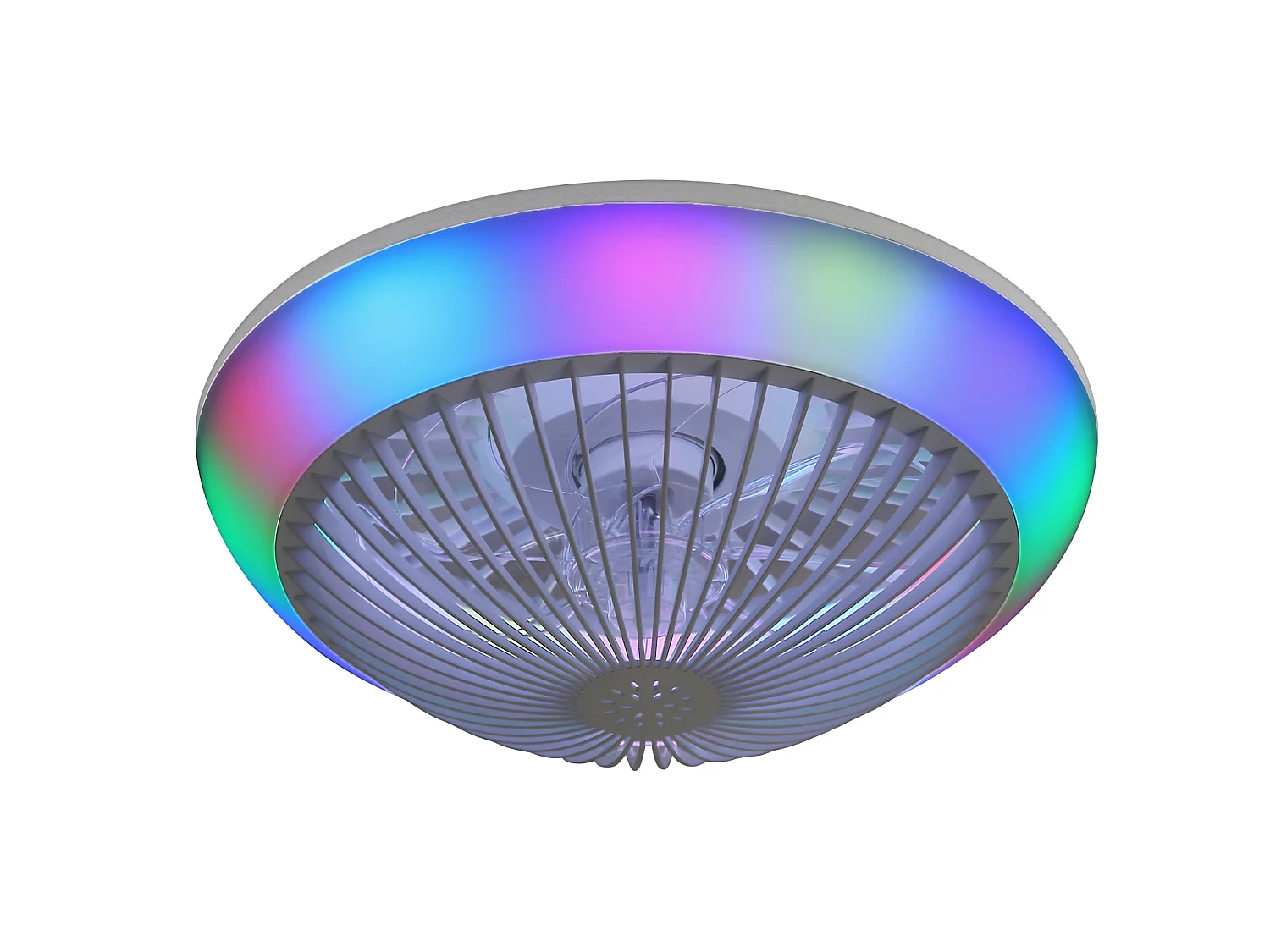Ventilateur de plafond 15" avec lumière LED, 7 pales en ABS, silencieux, minuterie (1/2/4h)