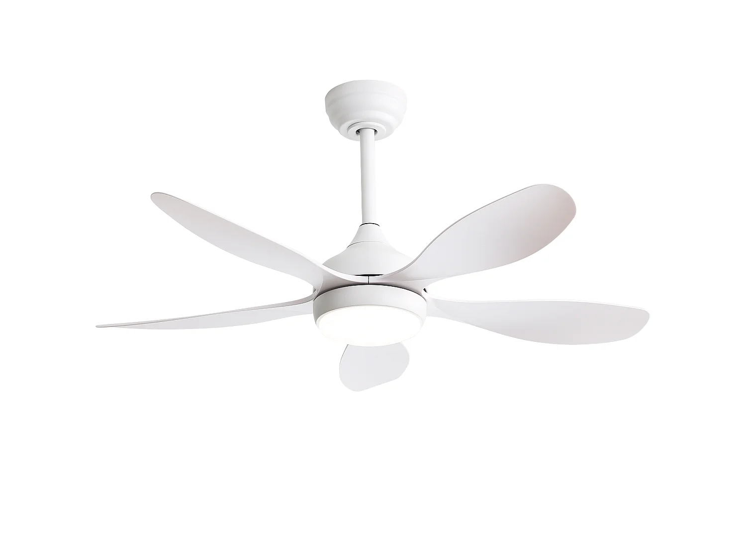 Ventilateur de plafond avec éclairage, télécommande, 6 vitesses et moteur CC réversible - Blanc