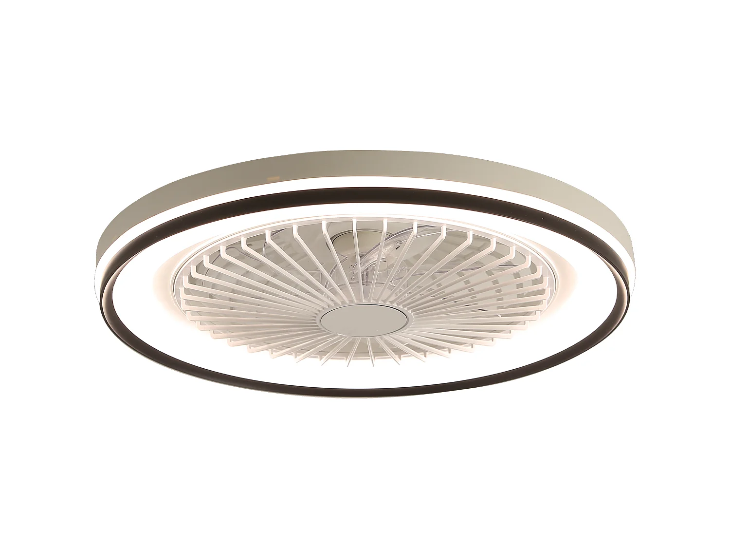 Ventilateur de plafond de 48 cm avec télécommande à 6 vitesses, silencieux, éclairage, intensité variable - Blanc