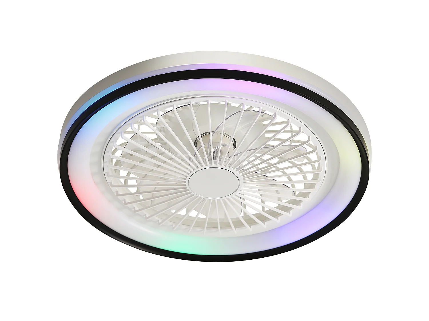 Ventilateur de plafond de 48 cm avec télécommande à 6 vitesses, silencieux, éclairage, intensité variable - Blanc
