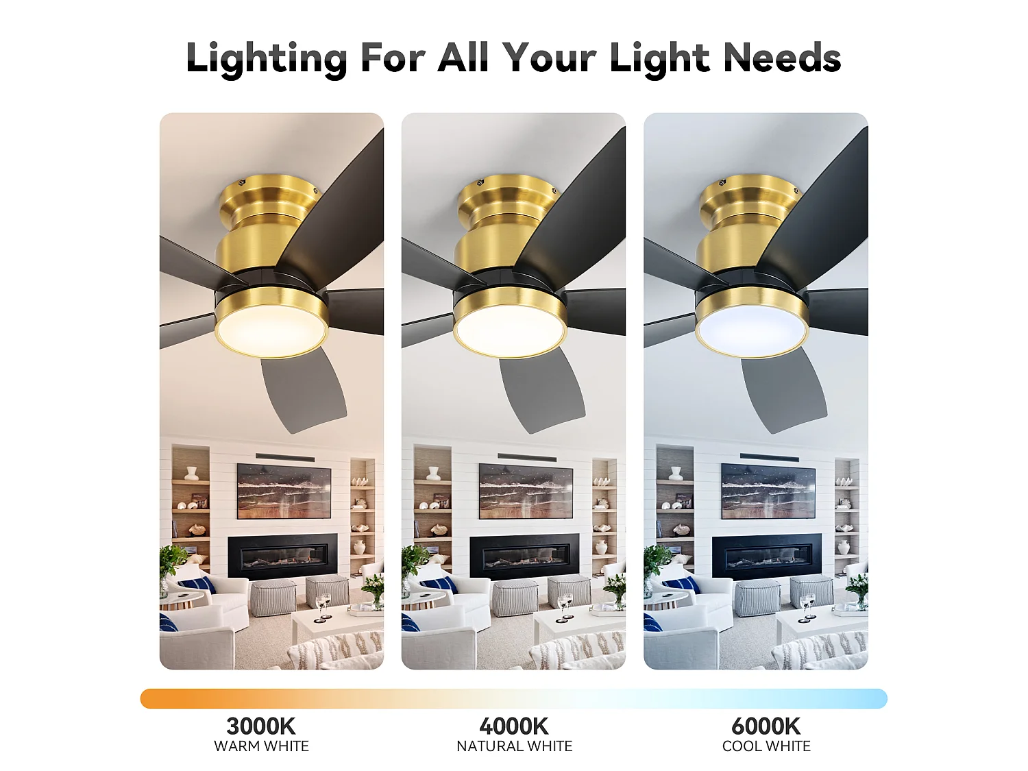 Plafondventilator van 107 cm met LED-verlichting en timer (1/4/8 uur) - Voor slaapkamer en woonkamer