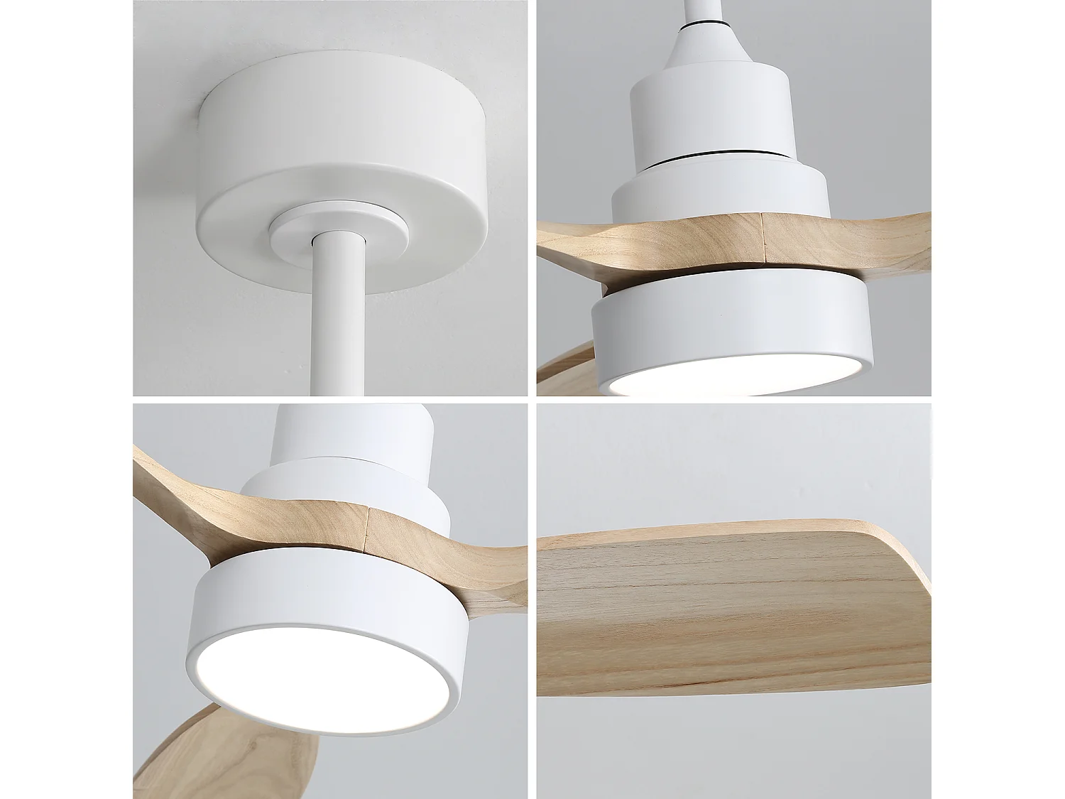 Ventilateur de plafond avec éclairage LED 18 W à intensité variable et minuterie (1/4/8 h) - Blanc