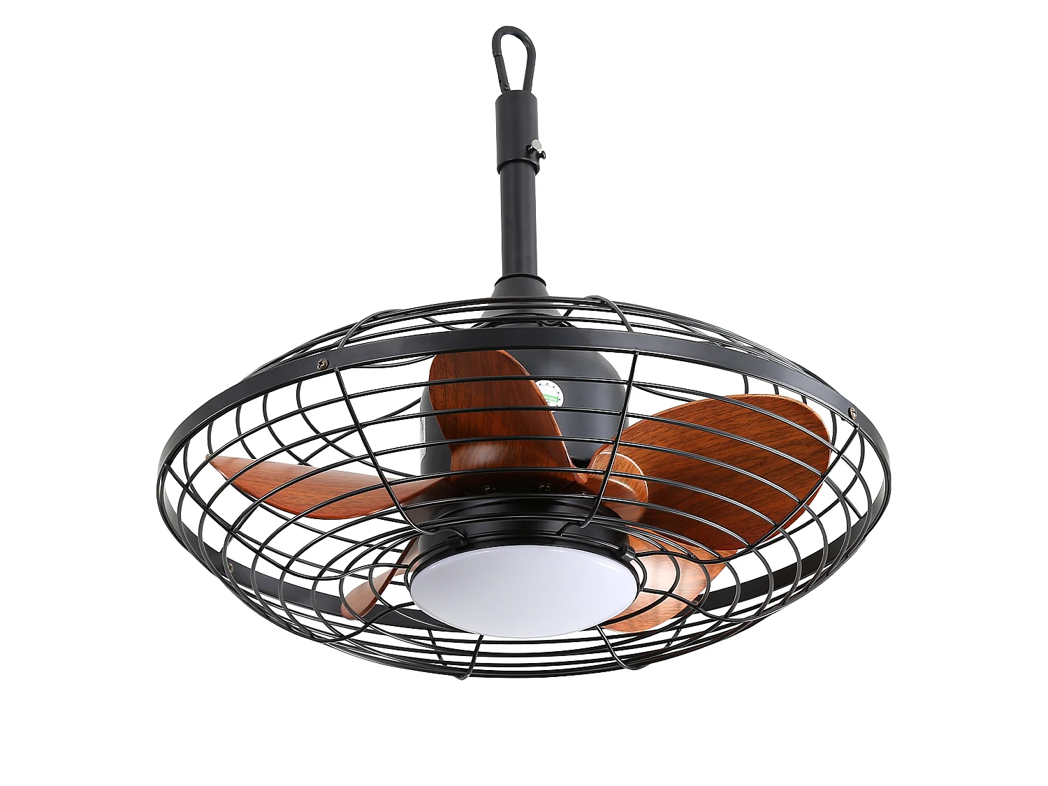 Ventilateur de plafond avec tige de suspension, LED 18 W et 5 pales en ABS - Noir , Été/Hiver
