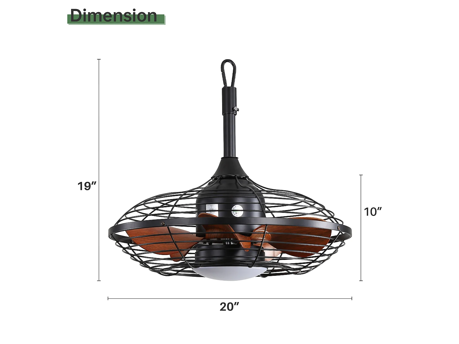 Ventilateur de plafond avec tige de suspension, LED 18 W et 5 pales en ABS - Noir , Été/Hiver