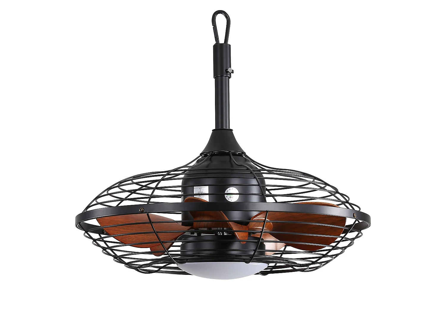Ventilateur de plafond avec tige de suspension, LED 18 W et 5 pales en ABS - Noir , Été/Hiver