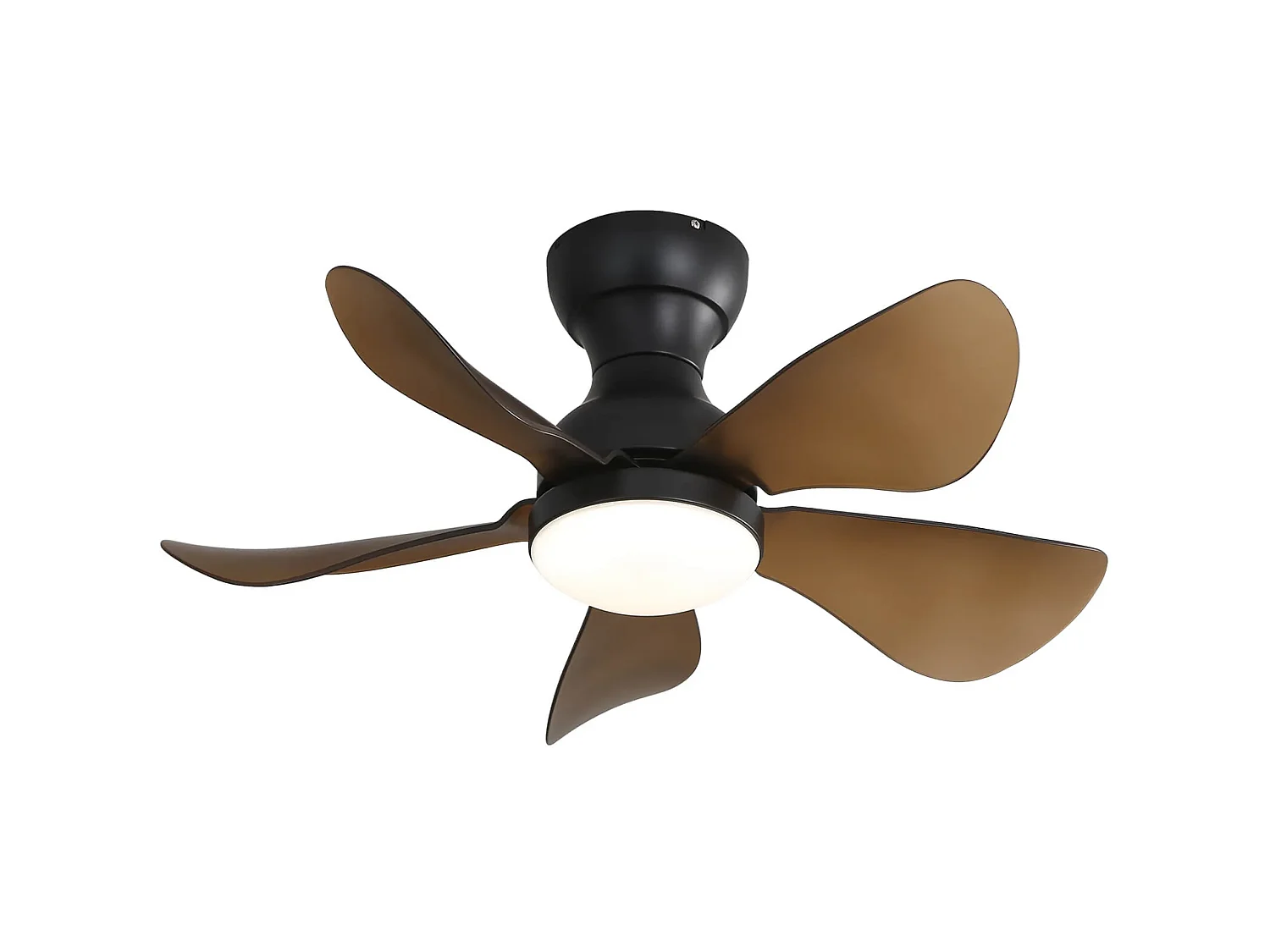 Ventilateur de plafond encastré avec 5 pales en ABS, DEL 18 W et minuterie 1/4/8 h - Noir