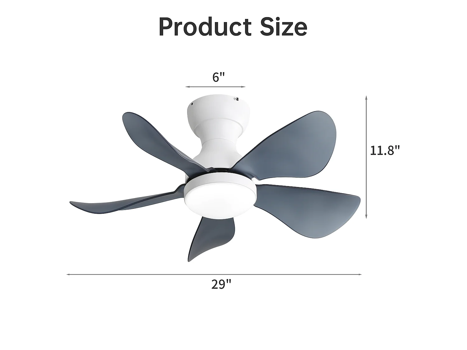 Ventilateur de plafond blanc de 74 cm avec 5 pales en ABS, éclairage LED 18 W à intensité variable