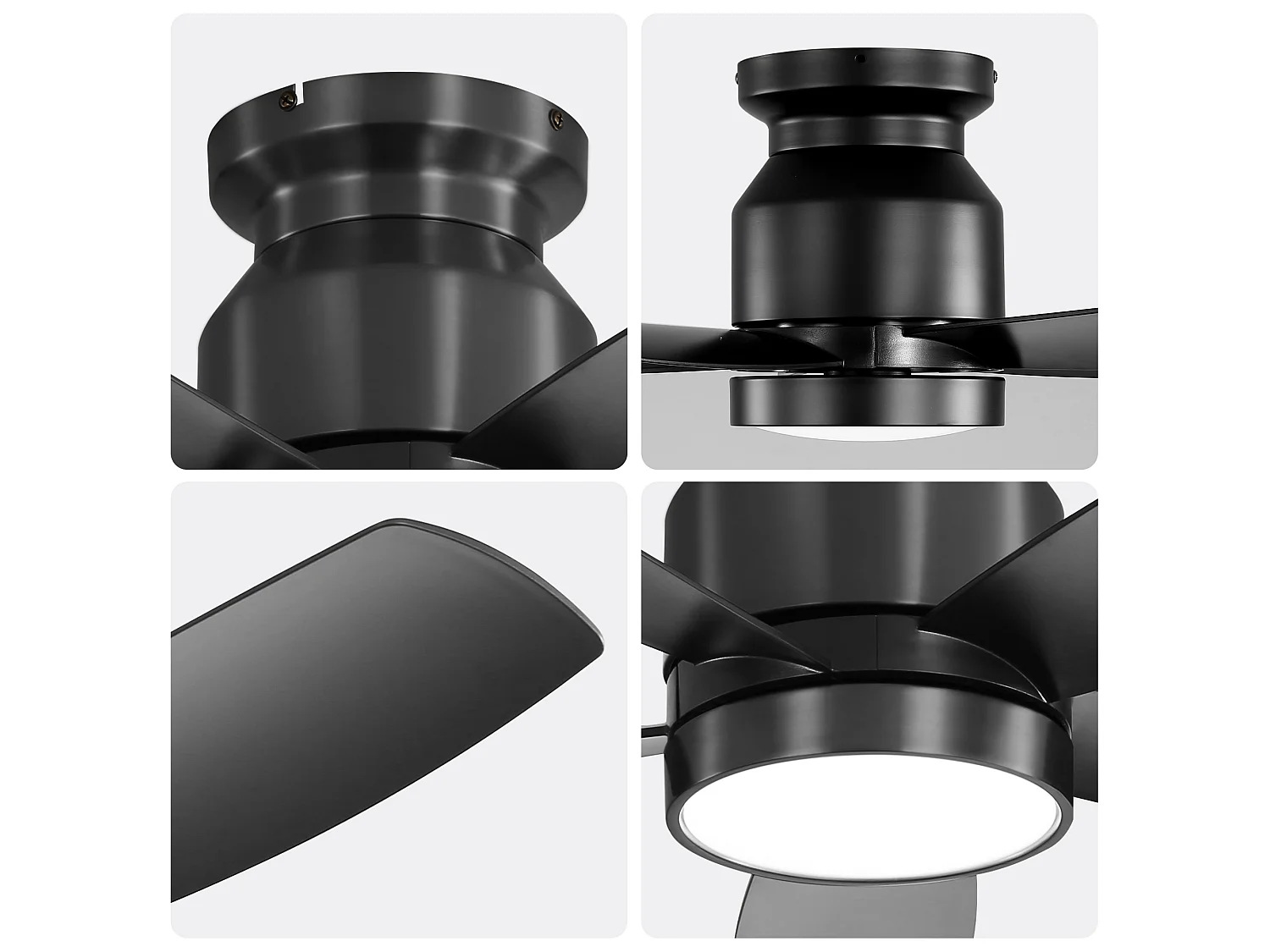 Plafondventilator van 107 cm met 18W LED-verlichting, afstandsbediening, 5 ABS-bladen en 6 snelheden - Zwart