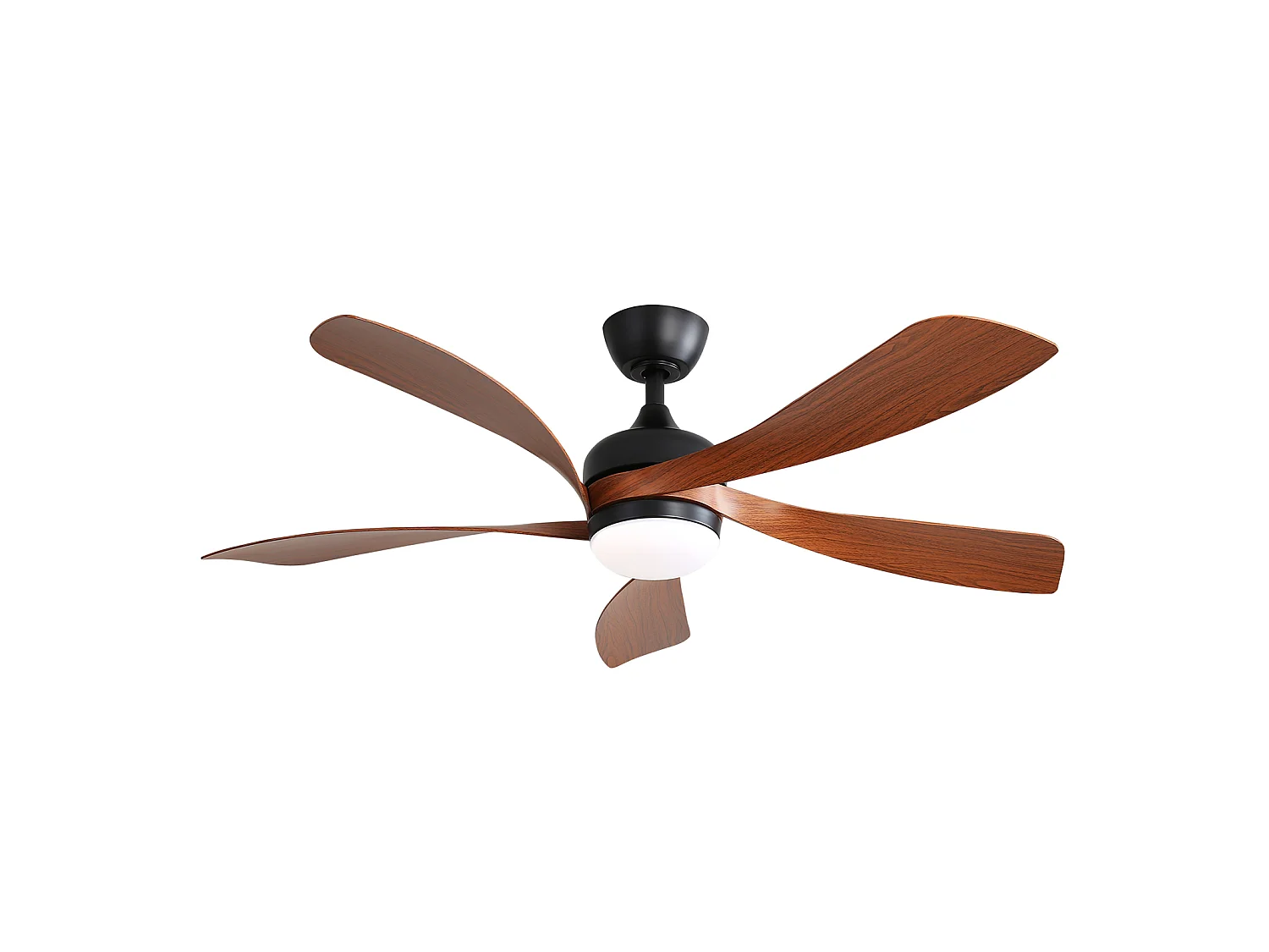 Ventilateur de plafond 132 cm avec éclairage LED tricolore à intensité variable, 5 pales en ABS et télécommande