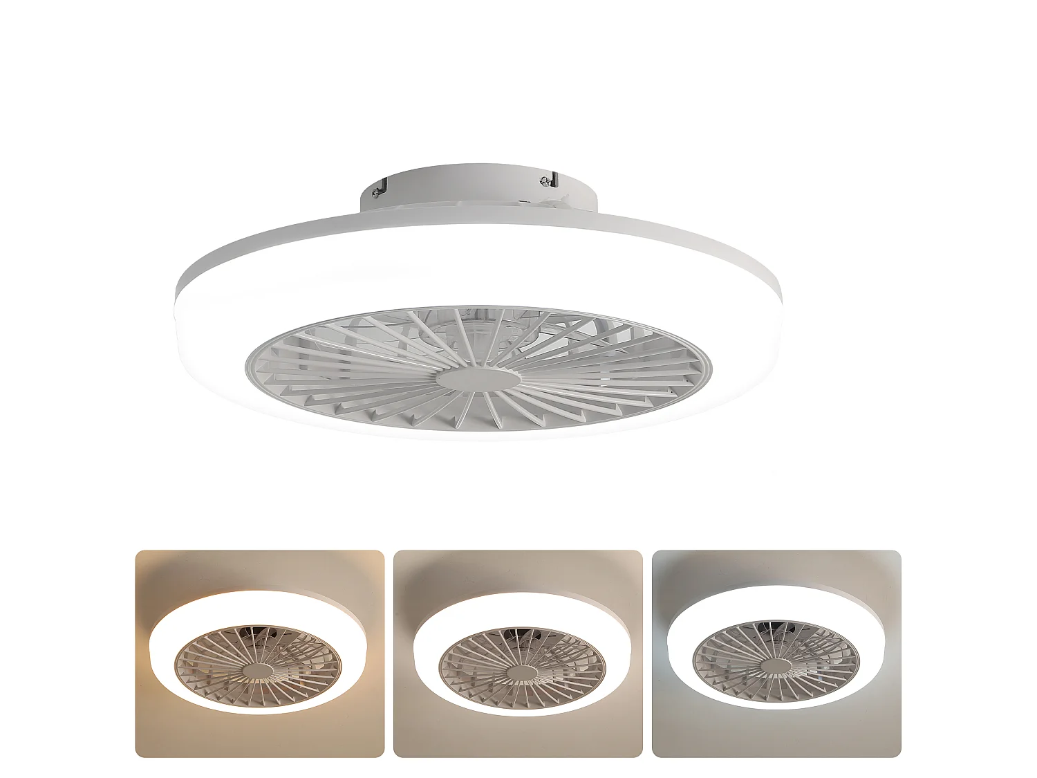 Ventilateur de plafond de 46 cm avec lumière et télécommande – Été/Hiver, pour chambre, cuisine et salon