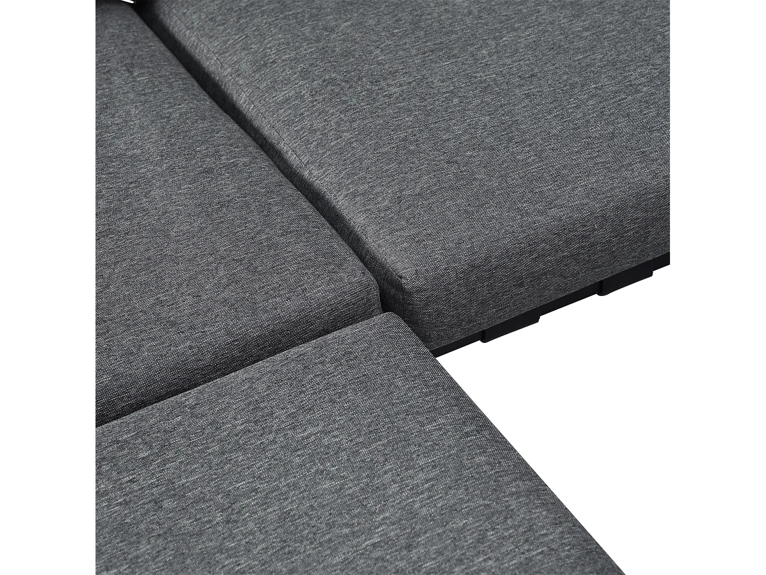 3-sits trädgårdsmöbelset i stål och grått tyg: 3-sits soffa, fotpall och 1 bord